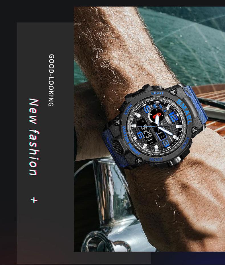 Great Watches For Men - 50M Waterproof Clock Alarm - reloj 1545D Dual Display Wristwatch Quartz Military Watch Sport (MA9)(RW)(1U84)
