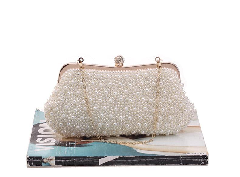 New Pearl Luxury Evening Clutch Bag For Women - Bridal Wedding Designer Purses And Handbags Chain Diamond Elegant Lady Hand Bag (WH1)(WH6)(1U43) - Deals DejaVu