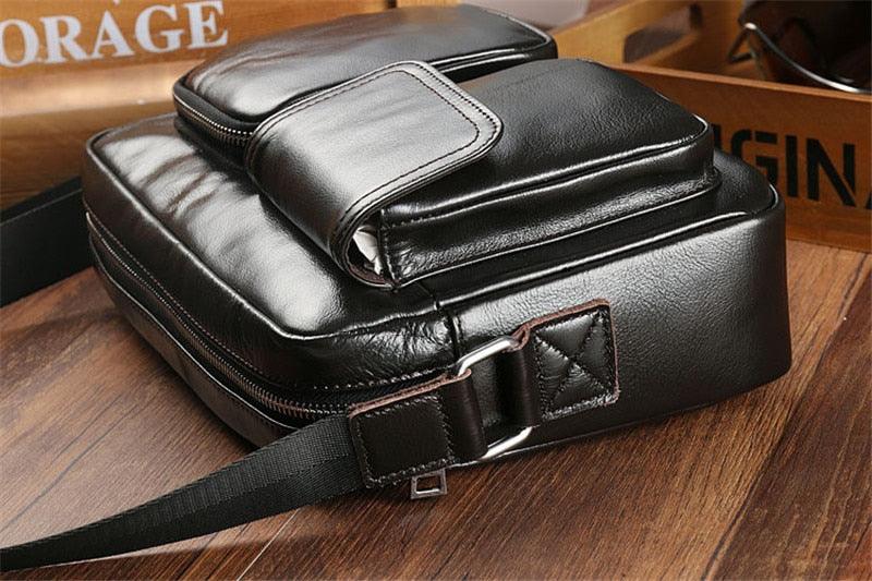 Amazing Vintage Men Genuine Leather Shoulder Bag - Mens Messenger Bags - Male Crossbody Handbag Tote Bags Business Casual Bags For Men (3MA1)(LT4)(1U78) - Deals DejaVu