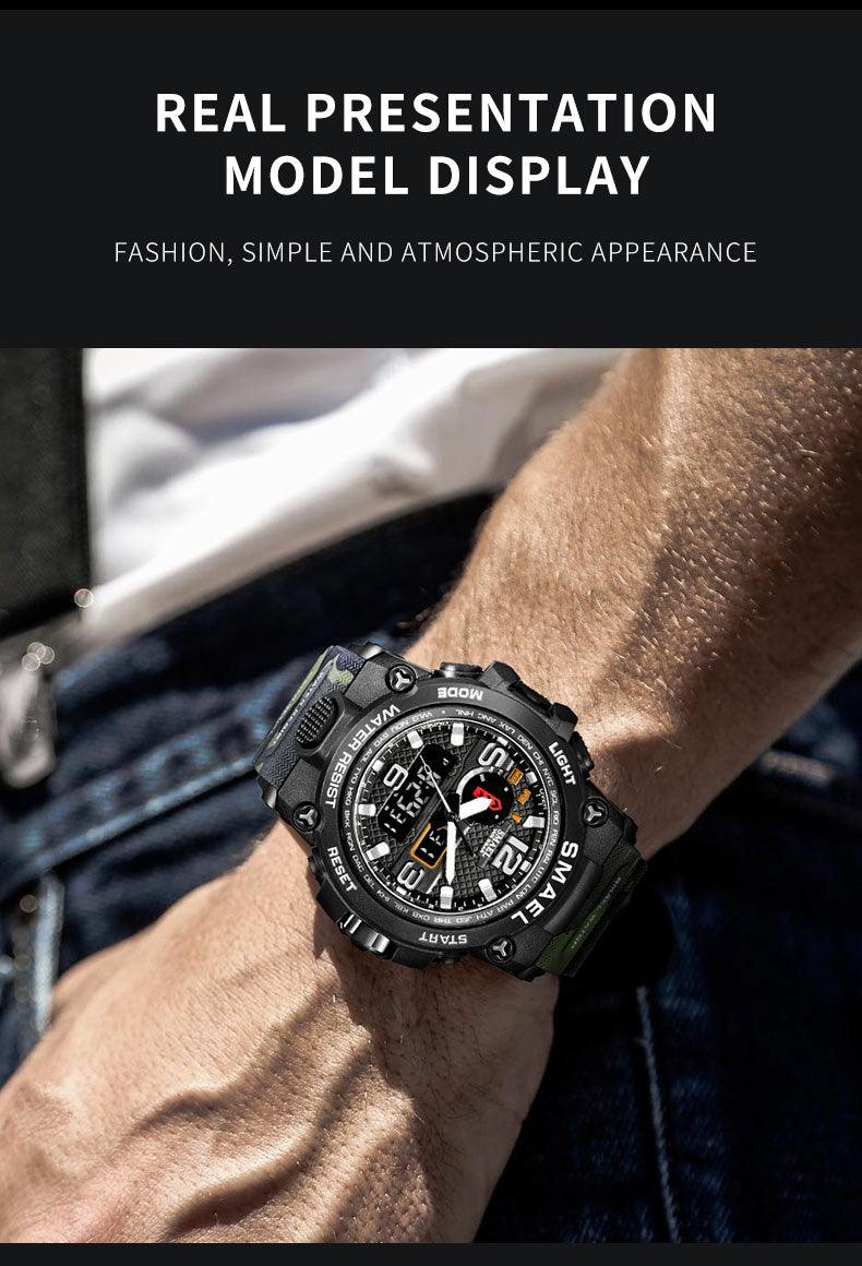 Great Watches For Men - 50M Waterproof Clock Alarm - reloj 1545D Dual Display Wristwatch Quartz Military Watch Sport (MA9)(RW)(1U84)