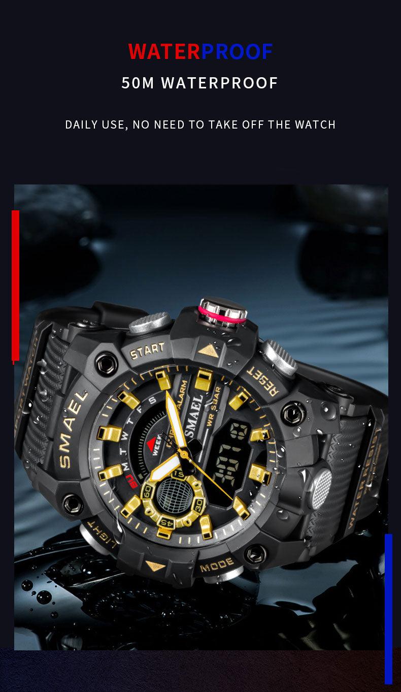 Military Watches - Men Sport Watch - New 50M Waterproof Wristwatch Stopwatch Alarm LED Light (MA9)(RW)(1U84)