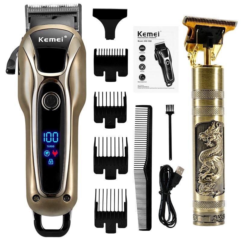 Professional Barber Hair Clipper - Rechargeable Electric T-Outliner Finish Cutting Machine - Beard Trimmer Shaver Cordless Corded (BD6)(1U45)(F45)
