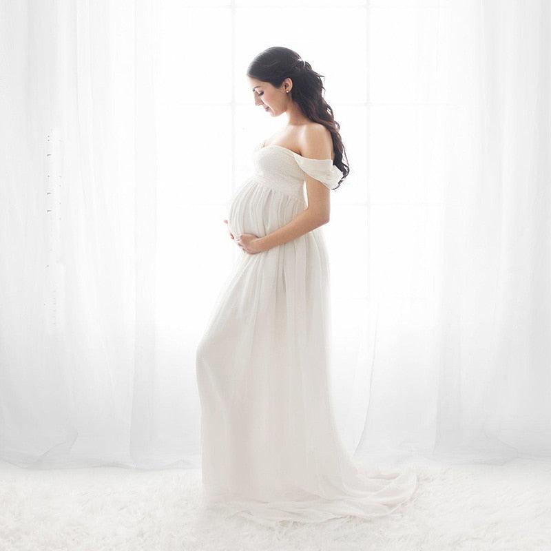 Great White Maternity Dresses For Photography Gown - Baby Shower Dresses -Prenatal Photo Clothes Chiffon Floor(1U5)(Z6)(Z8)(1Z1)(2Z1)(3Z1)(4Z1)(7Z1)