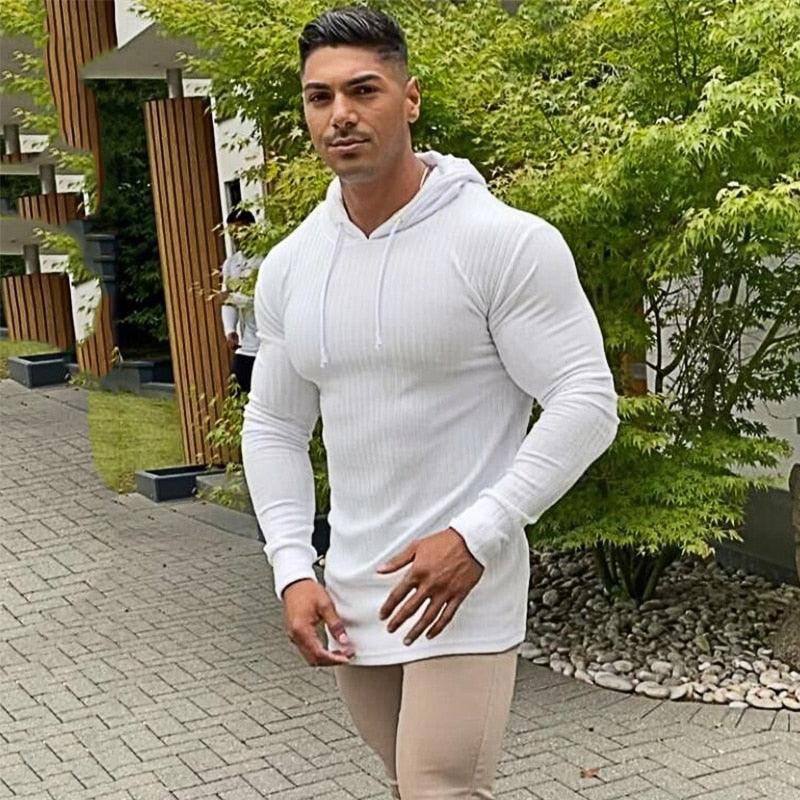 New Fashion Men's Hooded T-shirt - Slim Fit Sweaters Knittwear Mens Long Sleeve Pullovers (TM5)(CC1)(1U100)(TM7)(1U101)(1U100)