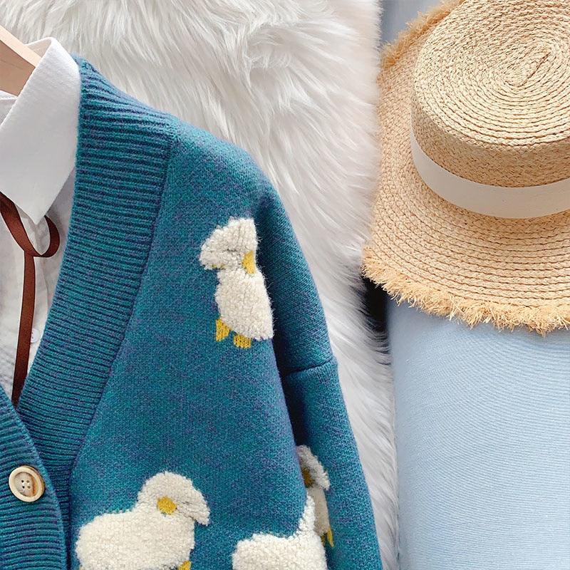 Trending Women Winter Knit Sweater Coat - V Neck Sheep Cardigans Christmas Sweaters Warm Knitwear Sueter Mujer Long Jacket (TP4)(TB8C)(BCD4)(1U23) - Deals DejaVu