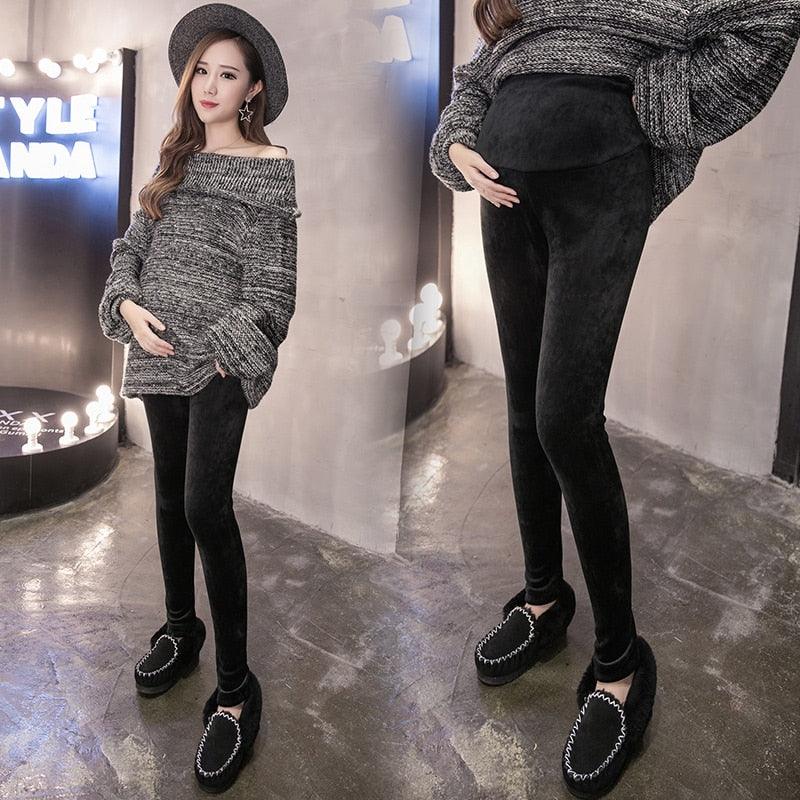 New Velvet Maternity Leggings Pants For Pregnant Women - Warm Winter Maternity Clothes -Thickening Pregnancy Trousers Clothing (2Z7)(7Z2)(1U4)