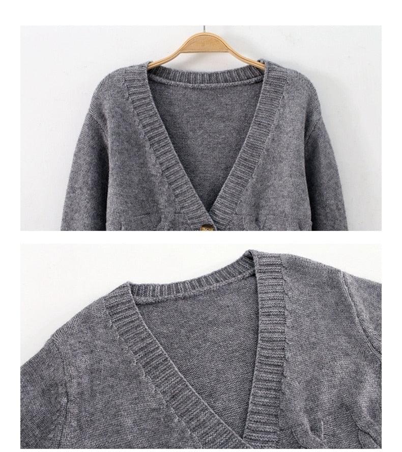 Great Women Cardigans Spring Short Cropped Cardigans - Button Up V neck Twisted Knitted White Cardigan Sueter Feminino (TP4)(TB8C)(1U23) - Deals DejaVu