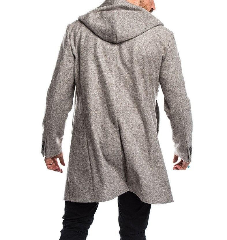 Solid Winter Trench Mens England Style Long Sleeve - Casual Slim Warm Double Breasted Coats Men Hooded Male Hoodies (D100)(TM4)(CC1) - Deals DejaVu
