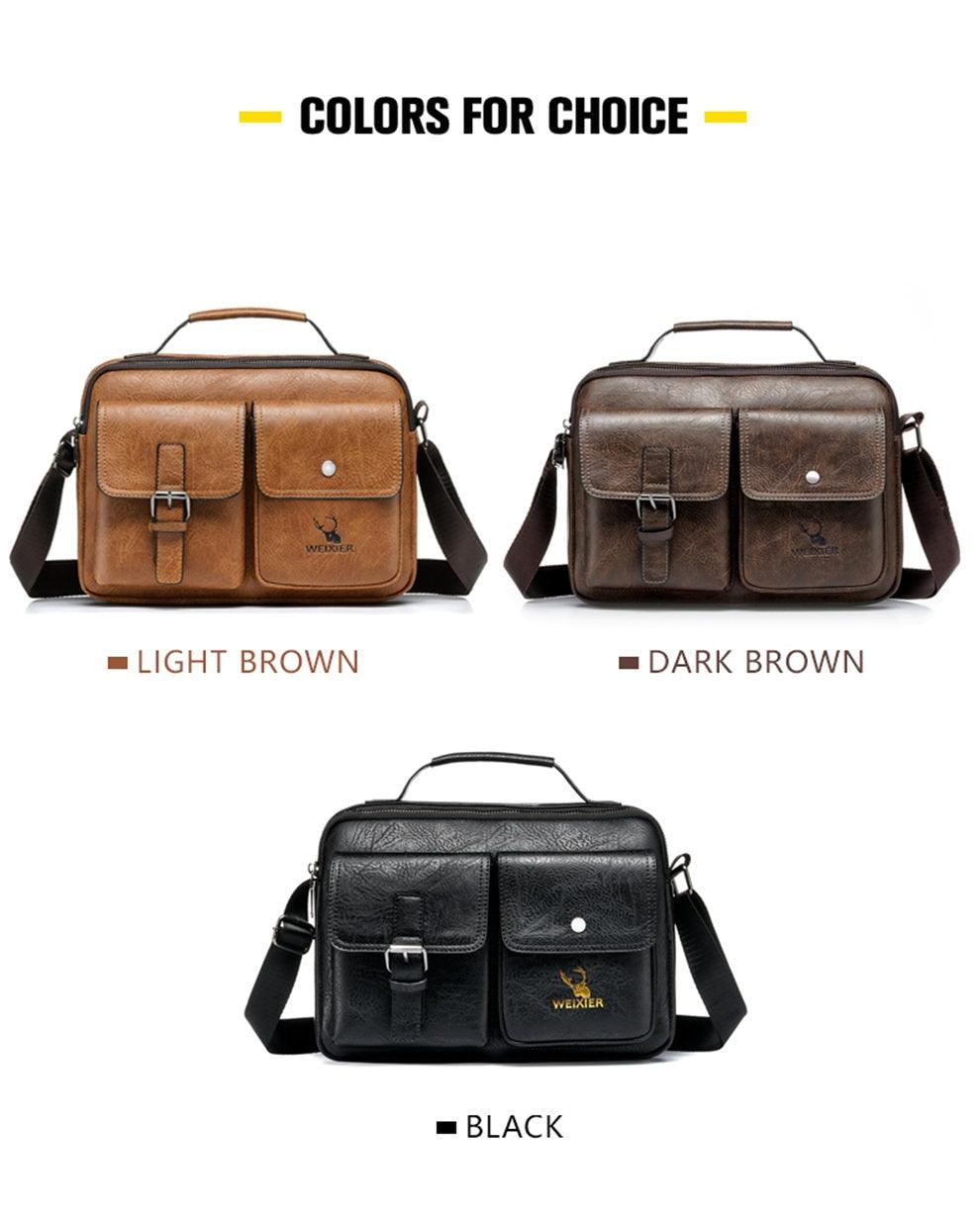 Great Men's Briefcase - Casual bag Men Small Messenger Bag - Vintage Shoulder Bags Male Flap Bags Capacity Men Handbag for male (3MA1)(LT4)(1U78) - Deals DejaVu