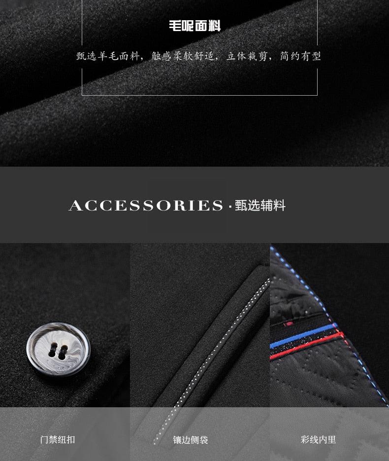 Warm Wool Stand Collar Coat Men Solid Slim Daily Windproof Vintage - Plus Size Woolen Winter Overcoat (D100)(TM4)(CC1) - Deals DejaVu