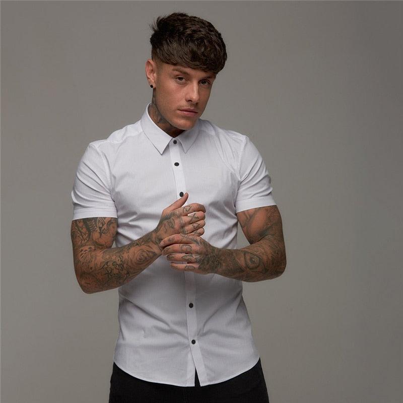 Great Summer Fashion Slim Fit Button Short Sleeve Shirts - Men Casual Sportswear Dress Shirt (TM1)(T2G)(1U8)(TM8)