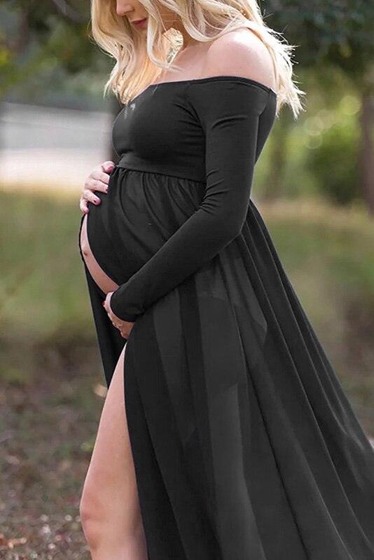 Long Tail Maternity Dresses Photography Props V-Neck Maxi Gown Cotton Dress Pregnant Women Pregnancy Autumn Photo Shoot Clothes (Z6)(1Z1)(2Z1)(3Z1)(7Z1) - Deals DejaVu