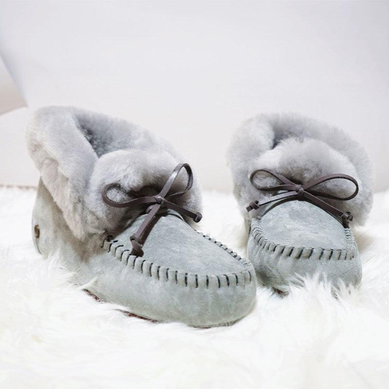 Amazing 100% Genuine Leather waterproof women flat shoes - comfortable winter warm natural fur snow shoes fashion non-slip (FS)(CD)(1U40)(1U38)(1U107)