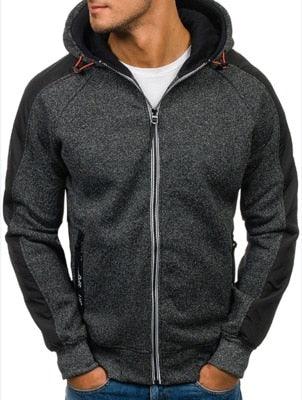 Men Sports Casual Wear Zipper - Fashion Tide Jacquard Hoodie - Fleece Jacket Fall Sweatshirts Spring Autumn Coat (TM5)(CC1)(1U100)