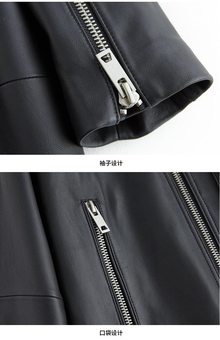 New Autumn Oversized Black Long Womens Leather Jacket - Long Sleeve Sipper Spring Loose Faux Leather Coat Streetwear (TB8B)(TB8A)(TP3)(1U23) - Deals DejaVu