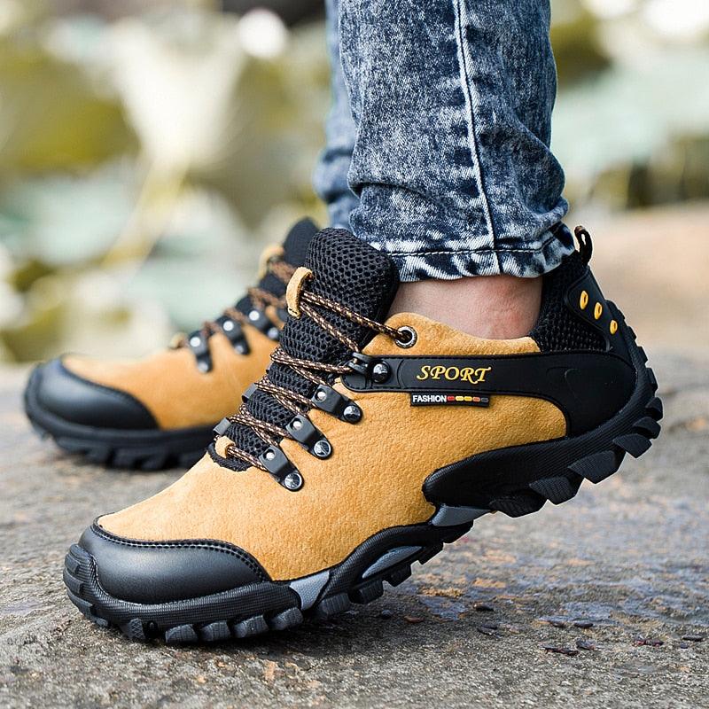 Great Casual Men Shoes Outdoor Leather Lace-up Mans Sneaker - Autumn Black Male Slip Anti-skid Walking Footwear Plus Size 38-46 (MSC3)(MCM)(1U16)(1U12)(MSC2A) - Deals DejaVu