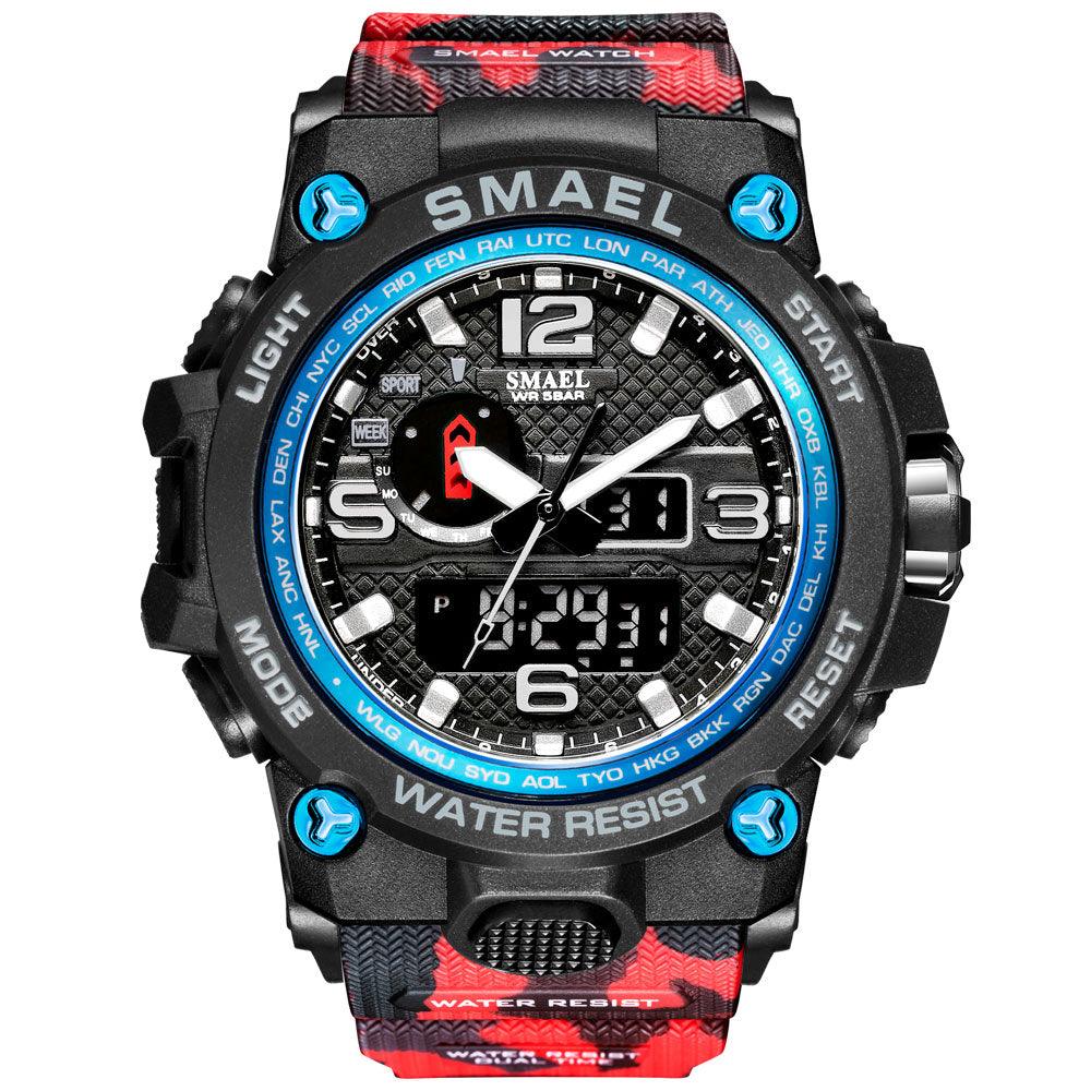 Great Watches For Men - 50M Waterproof Clock Alarm - reloj 1545D Dual Display Wristwatch Quartz Military Watch Sport (MA9)(RW)(1U84)