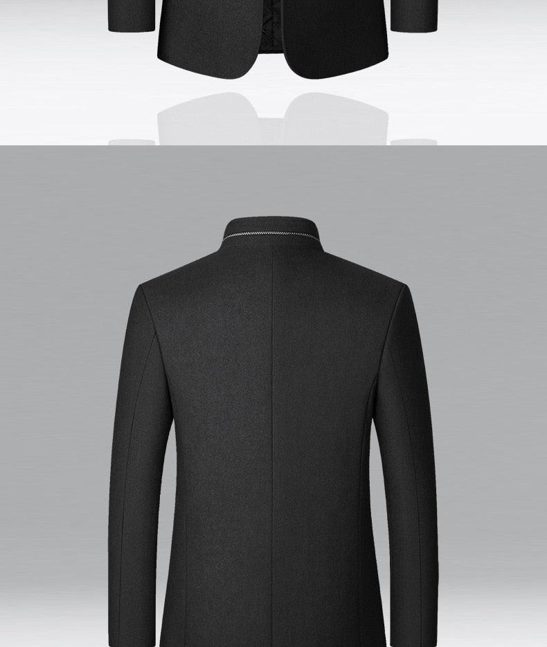 Warm Wool Stand Collar Coat Men Solid Slim Daily Windproof Vintage - Plus Size Woolen Winter Overcoat (D100)(TM4)(CC1) - Deals DejaVu