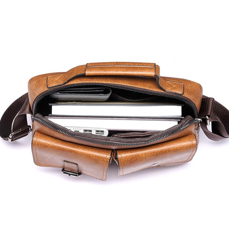 Great Men's Briefcase - Casual bag Men Small Messenger Bag - Vintage Shoulder Bags Male Flap Bags Capacity Men Handbag for male (3MA1)(LT4)(1U78) - Deals DejaVu