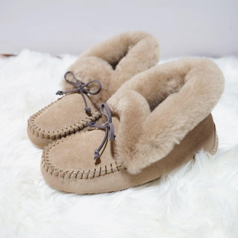 Amazing 100% Genuine Leather waterproof women flat shoes - comfortable winter warm natural fur snow shoes fashion non-slip (FS)(CD)(1U40)(1U38)(1U107)