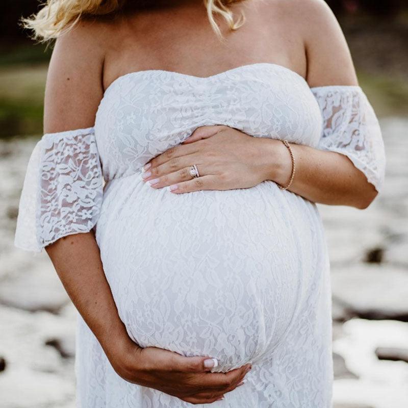 Maternity Wedding Dress Sexy Lace Photography Props Pregnancy Woman Photo Shoot Pregnant Baby Shower Clothes Cotton Maxi Gown (Z6)(1Z1)(2Z1)(3Z1)(7Z1) - Deals DejaVu