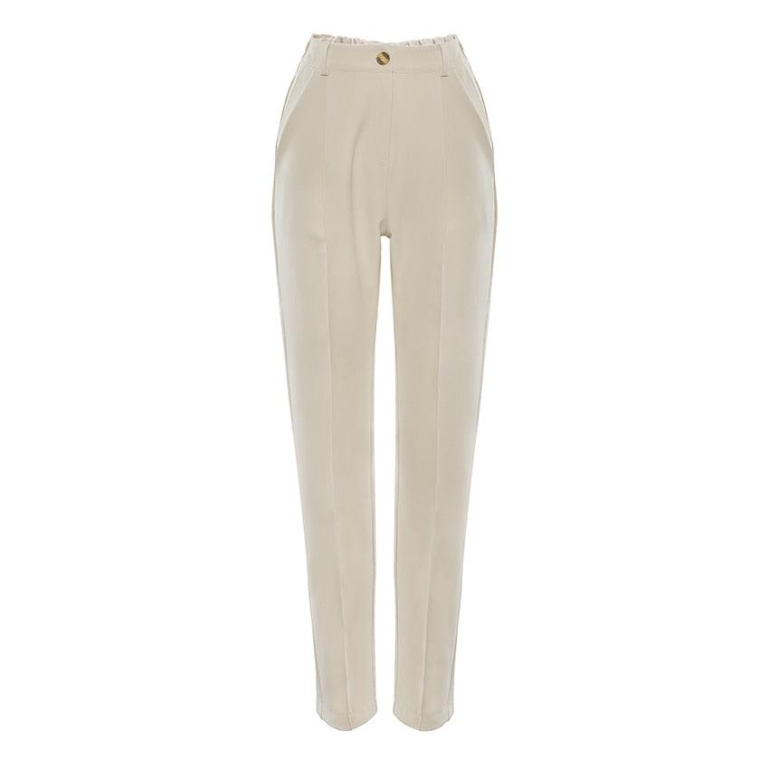 Great Brown Pencil Pants Female Autumn Winter Elegant Ladies Plain Casual Black Pants - Office Work Straight Women Trousers (D25)(BP)(1U25) - Deals DejaVu