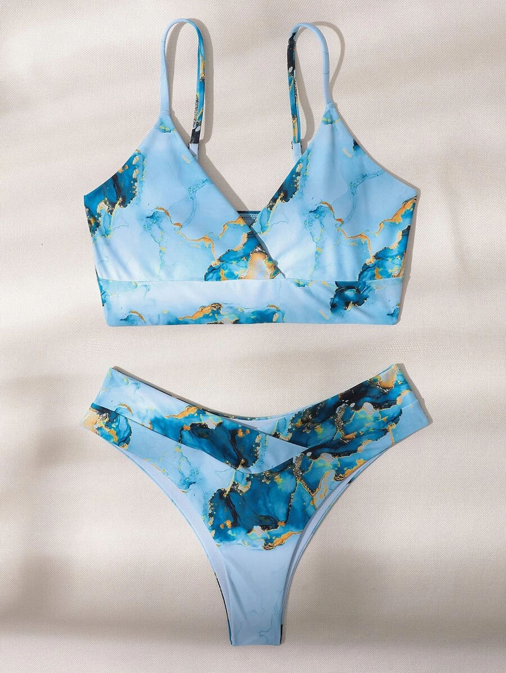 New Print Sport Bandeau Push up Bikinis - Sexy Marble Women Swimsuit High Waist Swimwear Women bathing suit Beach wear (TB8D)(1U26)(F26) - Deals DejaVu