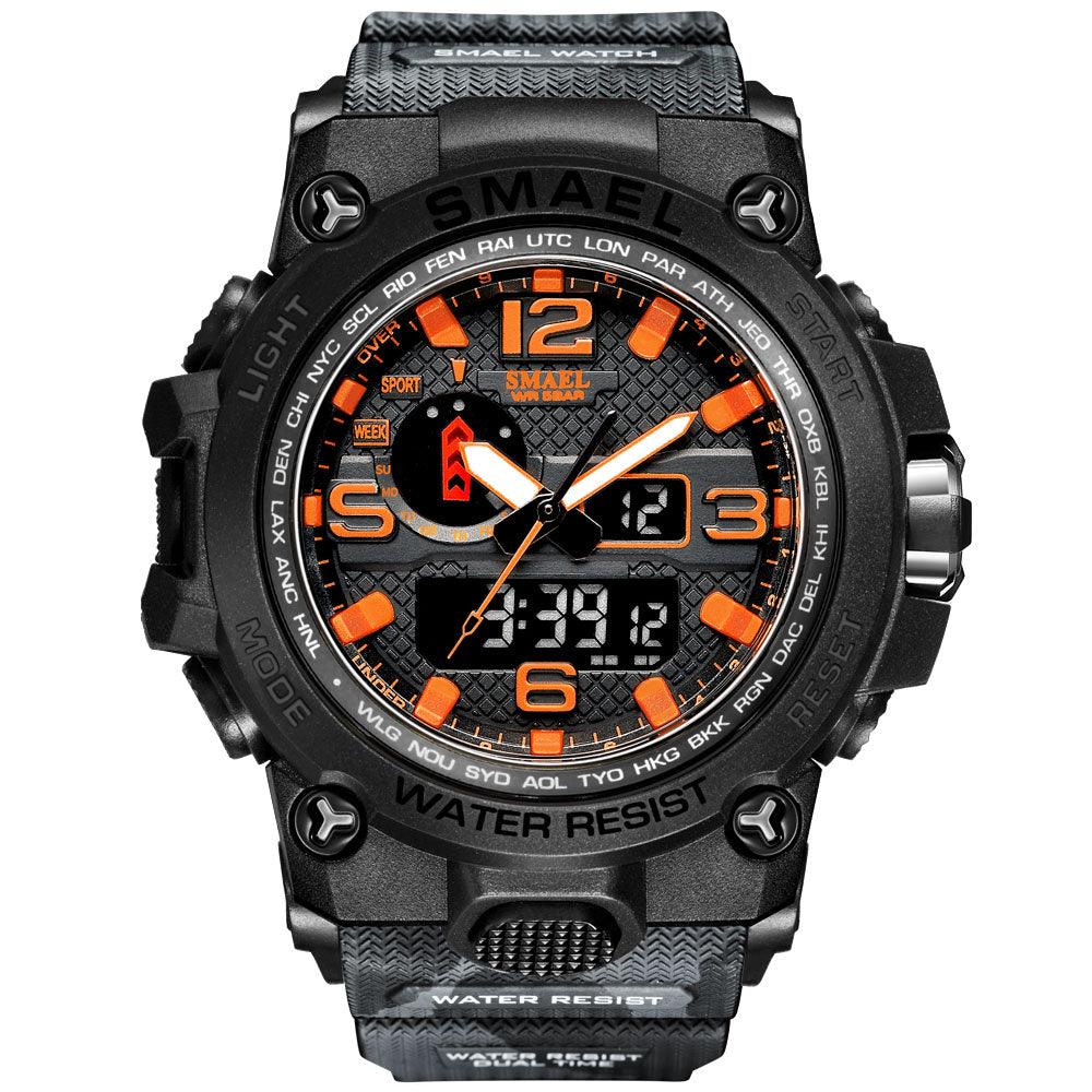 Great Watches For Men - 50M Waterproof Clock Alarm - reloj 1545D Dual Display Wristwatch Quartz Military Watch Sport (MA9)(RW)(1U84)