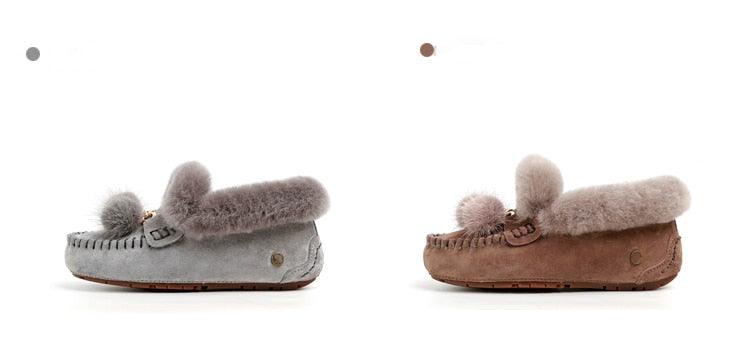 Trending Winter 100% Genuine Leather Real Wool Women Flats New Fashion Female - Plus Size Snow Shoes (FS)(CD)(1U40)(1U38)(1U107)