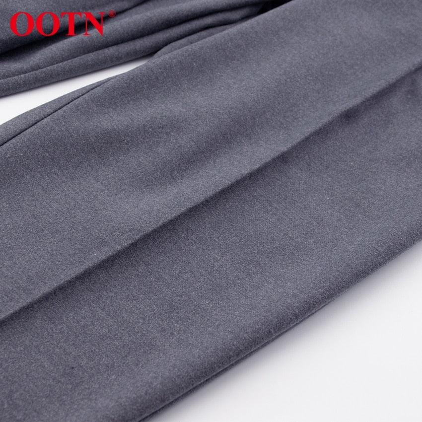 Amazing Office Work Trousers Ladies High Waist Gray Pants - Women Autumn Winter Woolen Pocket Casual Pencil Pants Female Fashion (BP)(1U25) - Deals DejaVu