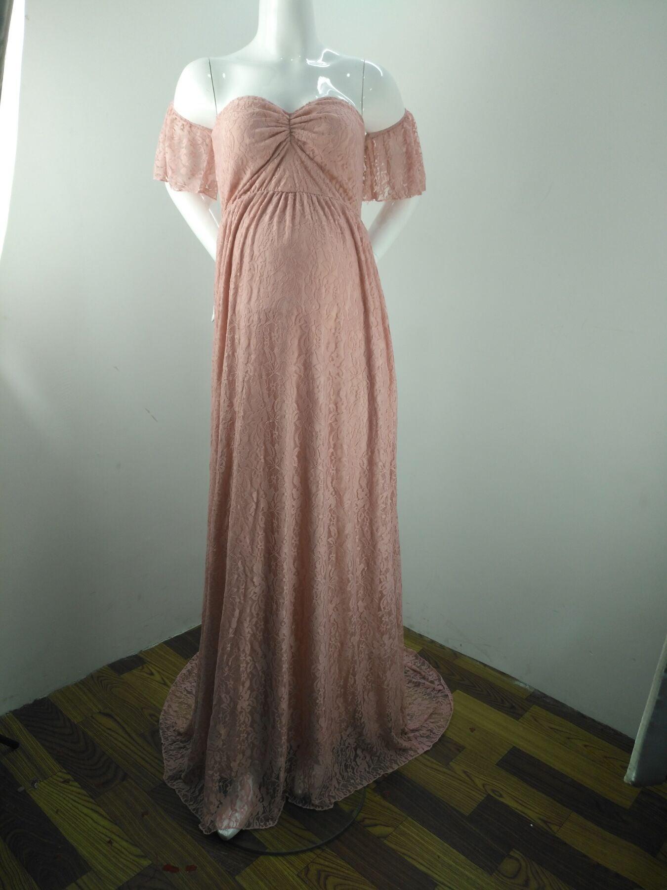 Maternity Wedding Dress Sexy Lace Photography Props Pregnancy Woman Photo Shoot Pregnant Baby Shower Clothes Cotton Maxi Gown (Z6)(1Z1)(2Z1)(3Z1)(7Z1) - Deals DejaVu
