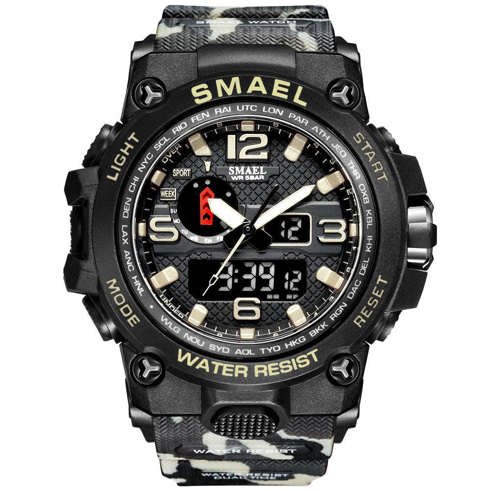 Great Watches For Men - 50M Waterproof Clock Alarm - reloj 1545D Dual Display Wristwatch Quartz Military Watch Sport (MA9)(RW)(1U84)