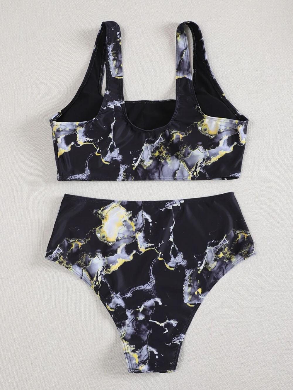 New Print Sport Bandeau Push up Bikinis - Sexy Marble Women Swimsuit High Waist Swimwear Women bathing suit Beach wear (TB8D)(1U26)(F26) - Deals DejaVu