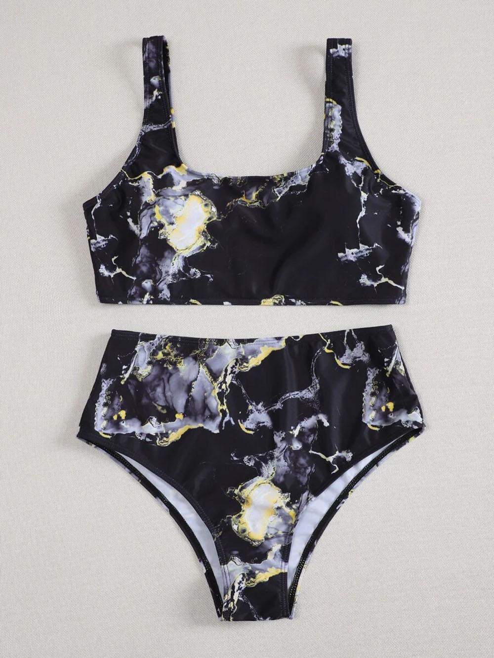 New Print Sport Bandeau Push up Bikinis - Sexy Marble Women Swimsuit High Waist Swimwear Women bathing suit Beach wear (TB8D)(1U26)(F26) - Deals DejaVu
