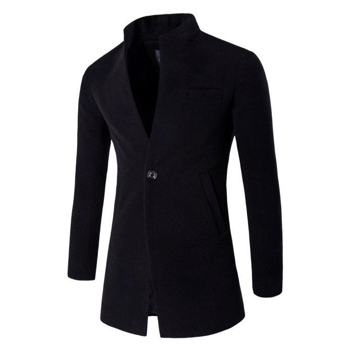 Dealsdejavu Autumn Khaki Velvet Long Coat Men Solid -Slim Windproof Warm Plus Size Office Business Overcoat (D100)(TM4)(CC1) - Deals DejaVu