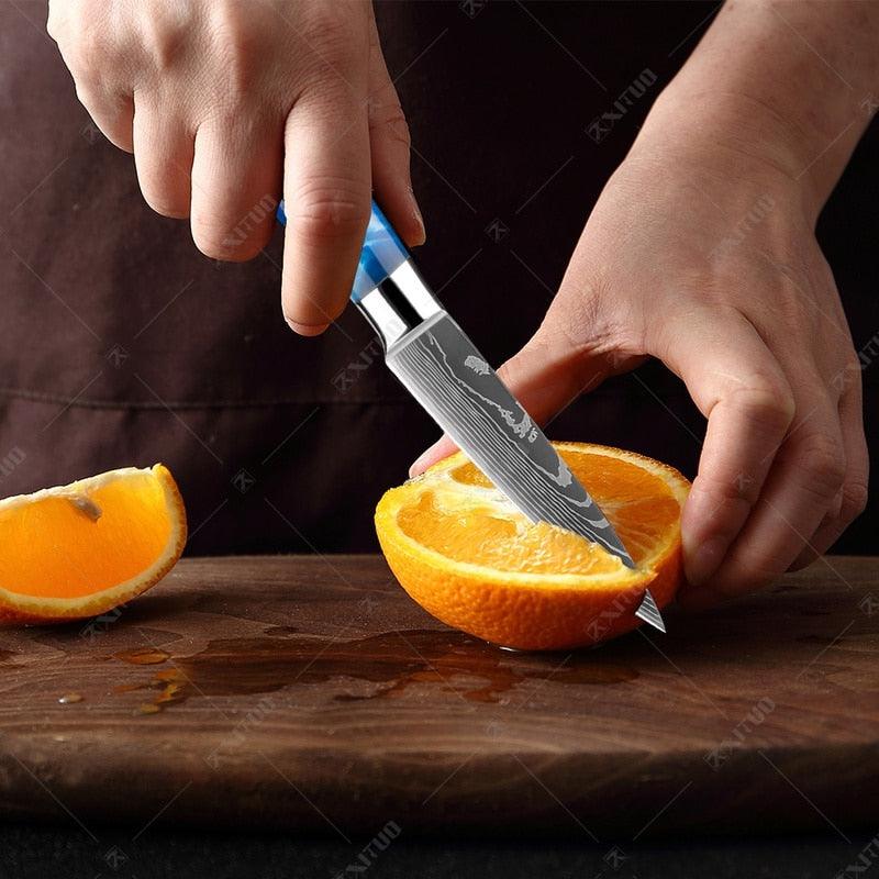 New Japanese Kitchen Knives Laser Damascus Pattern Chef Knife Sharp Santoku Cleaver Slicing Utility Knives Tool (AK5)(1U61)