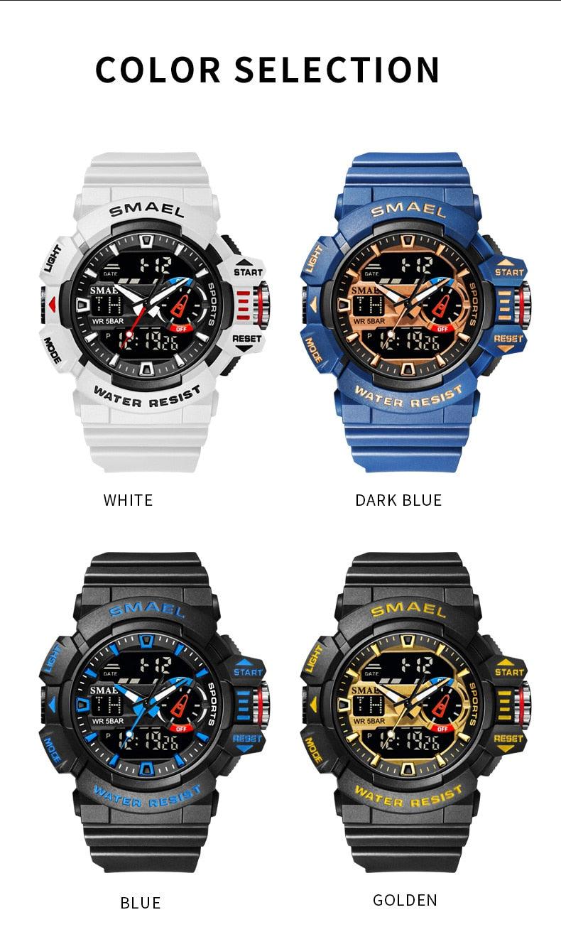 Military Watch For Men 50M Waterproof Clocks Luminous - Hands Digital Wristwatches Black Gold (MA9)(RW)(1U84)