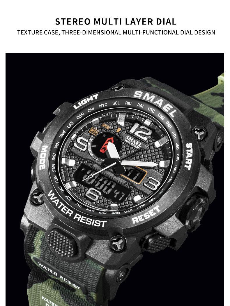 Great Watches For Men - 50M Waterproof Clock Alarm - reloj 1545D Dual Display Wristwatch Quartz Military Watch Sport (MA9)(RW)(1U84)