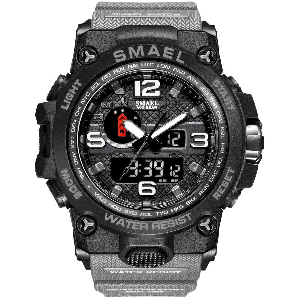 Great Watches For Men - 50M Waterproof Clock Alarm - reloj 1545D Dual Display Wristwatch Quartz Military Watch Sport (MA9)(RW)(1U84)