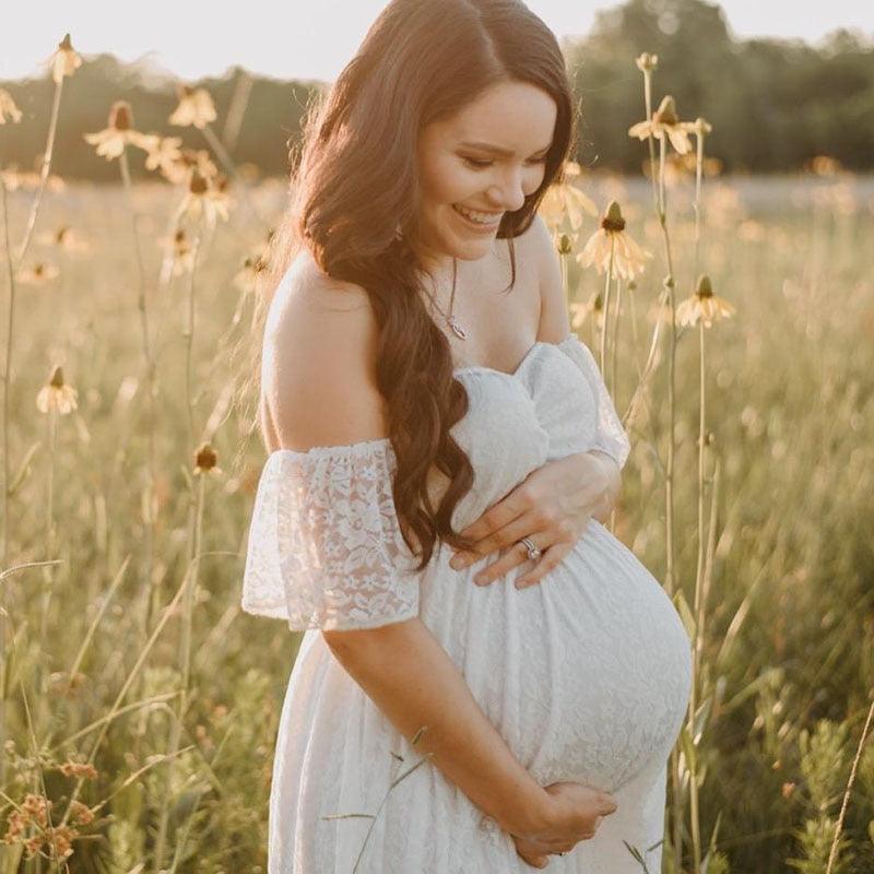 Maternity Wedding Dress Sexy Lace Photography Props Pregnancy Woman Photo Shoot Pregnant Baby Shower Clothes Cotton Maxi Gown (Z6)(1Z1)(2Z1)(3Z1)(7Z1) - Deals DejaVu
