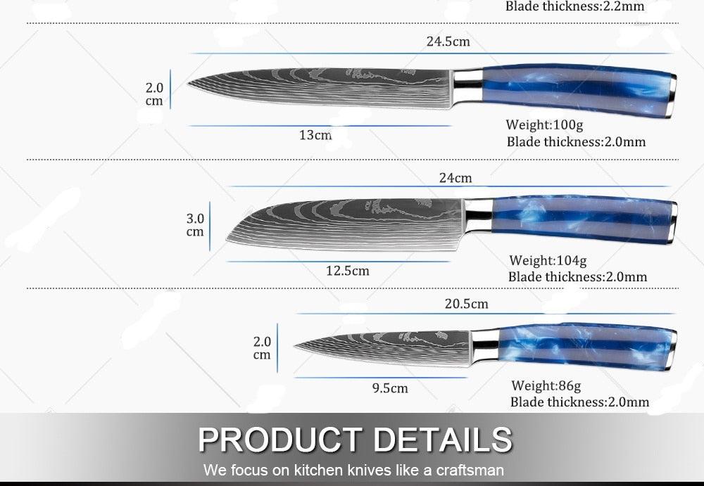 New Japanese Kitchen Knives Laser Damascus Pattern Chef Knife Sharp Santoku Cleaver Slicing Utility Knives Tool (AK5)(1U61)
