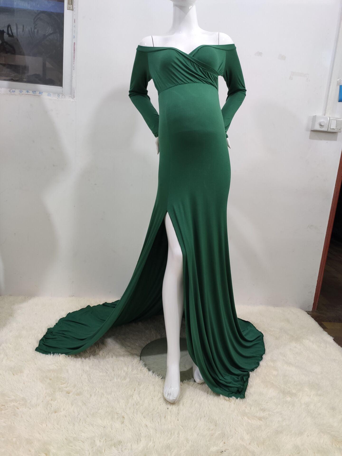 Maternity White Photo Dress - Pregnant Women Mermaid Sexy Gown Pregnancy Dress (1U5)(Z6)(Z8)(1Z1)(2Z1)(3Z1)(4Z1)(7Z1)