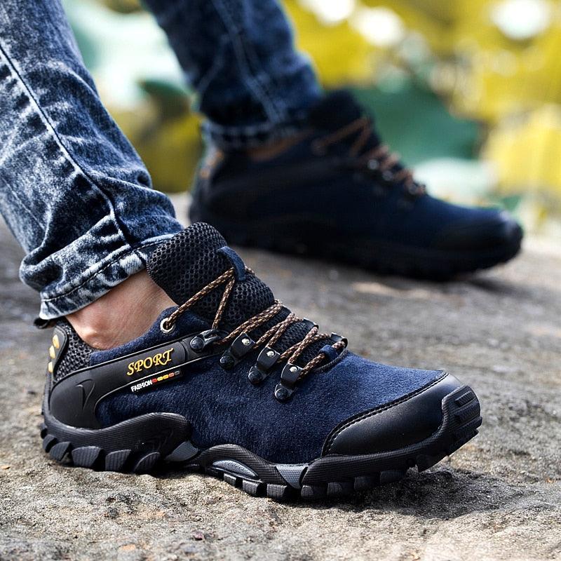 Great Casual Men Shoes Outdoor Leather Lace-up Mans Sneaker - Autumn Black Male Slip Anti-skid Walking Footwear Plus Size 38-46 (MSC3)(MCM)(1U16)(1U12)(MSC2A) - Deals DejaVu