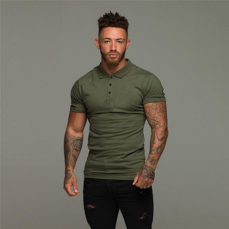 Great Muscle guys - Man Fashion Polo Shirt - Casual Fashion Plain Color Short Sleeve High Quality Slim Polo Shirt TM8)(1U8)(TM7)(1U101)(1U100