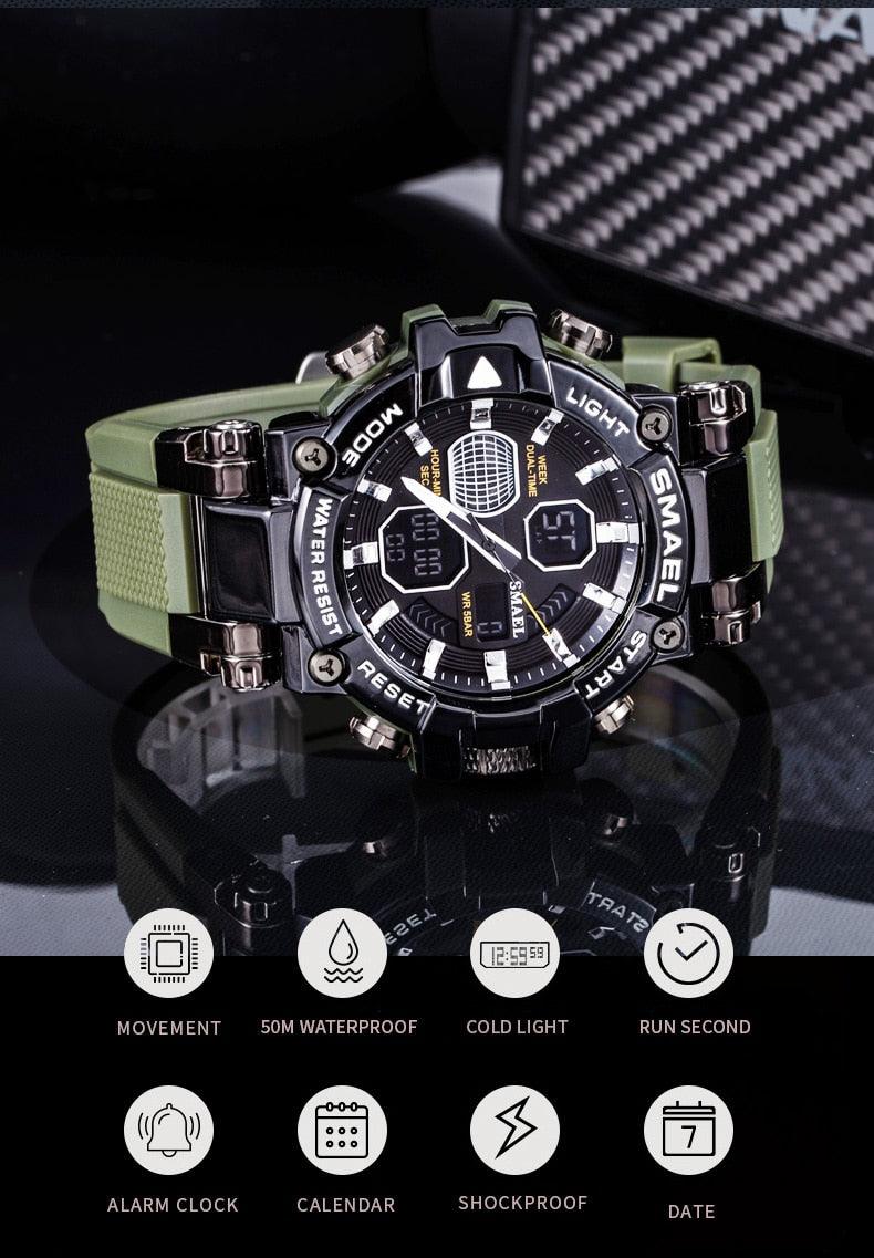 Sport Watches - Men Watch Military Army 50M Waterproof Auto Date Alarm Clock 8027 Quartz (MA9)(RW)(1U84)