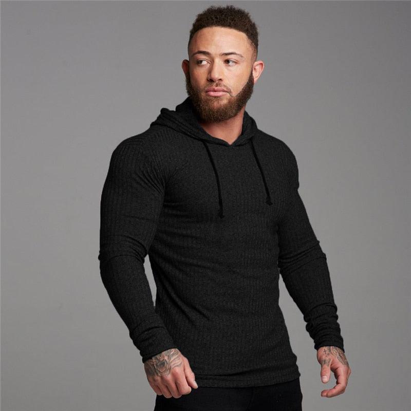New Fashion Men's Hooded T-shirt - Slim Fit Sweaters Knittwear Mens Long Sleeve Pullovers (TM5)(CC1)(1U100)(TM7)(1U101)(1U100)