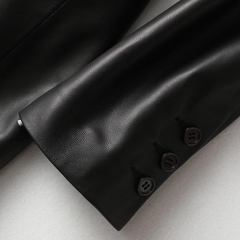 Autumn Black Women Soft Light Faux Leather Jackets - Deep V-Neck Belt Plus Size Elegant Luxury Korean Fashion (TB8B)(TB8A)(TP3)(1U23) - Deals DejaVu