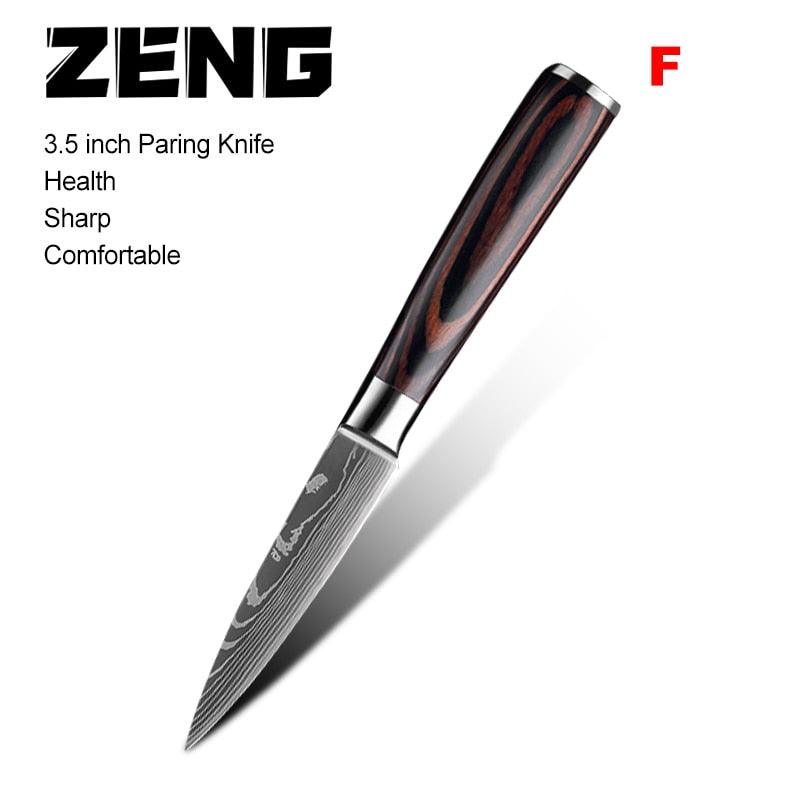 Great 8"inch Japanese Kitchen Knives - Laser Damascus Pattern Chef Knife - Sharp Santoku Cleaver Slicing Utility Knives Tool (AK5)(1U61)