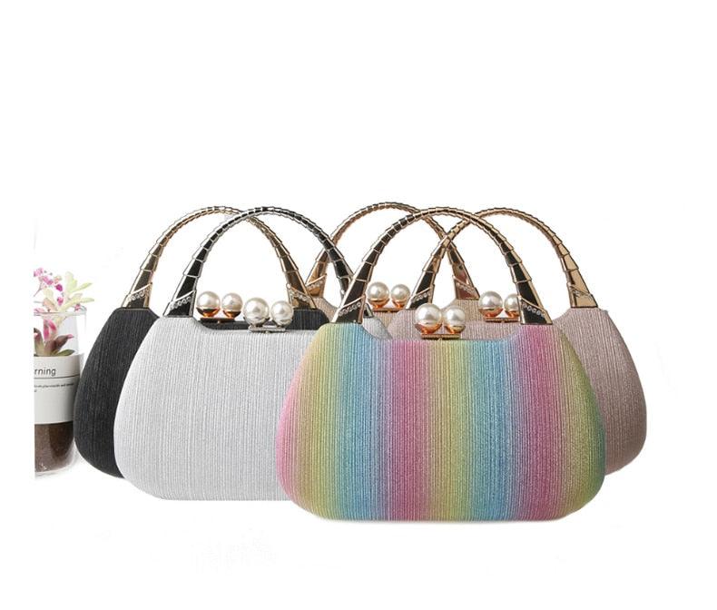 Wonderful Women Sequin Evening Clutch Purse Bag - Gold Silver Luxury Designer Handbag Pearl Diamond Banquet Party Chain Shoulder Bag (WH1)(WH6)(1U43) - Deals DejaVu