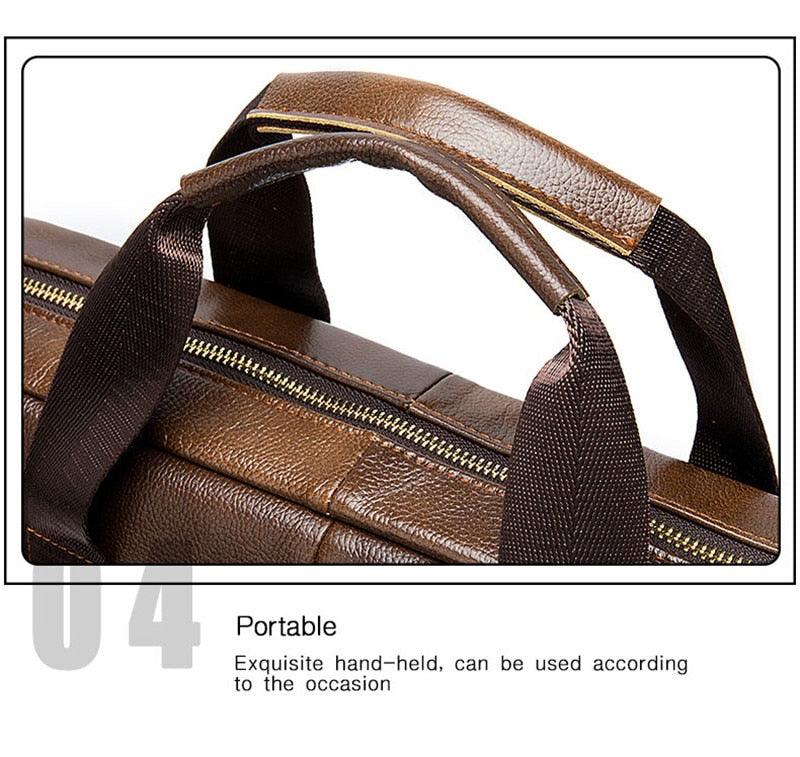 New Vintage Leather Men Bag - Genuine Leather Messenger Bag - Men Shoulder Bags Male Laptop Briefcase Bag Casual Men Handbag (3MA1)(LT4)(1U78) - Deals DejaVu
